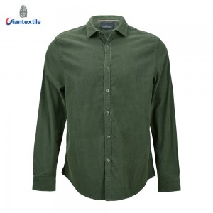 Quality Assurance Men’s Shirt 100% Cotton Long Sleeve Classical Comfortable 21W Solid Corduroy Casual Shirt For Men GTCW106958G1