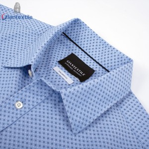 Men’s Print Shirt 100% BCI Cotton Long Sleeve Blue Geometric Normal EOE Print Shirt For Men  GTCW107084G1