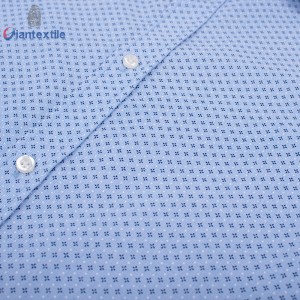 Men’s Print Shirt 100% BCI Cotton Long Sleeve Blue Geometric Normal EOE Print Shirt For Men  GTCW107084G1