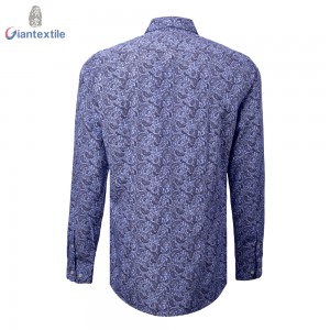 Men’s Print Shirt 100% BCI Cotton Long Sleeve BlueFloral Normal EOE Print Shirt For Men GTCW107092G1