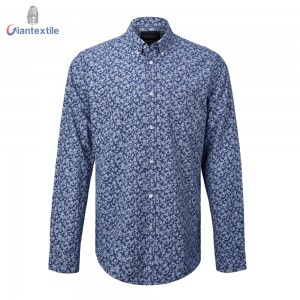 Men’s Print Shirt 100% BCI Cotton Long Sleeve BlueFloral Normal EOE Print Shirt For Men  GTCW107124G1