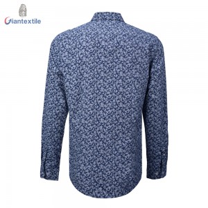 Men’s Print Shirt 100% BCI Cotton Long Sleeve BlueFloral Normal EOE Print Shirt For Men  GTCW107124G1