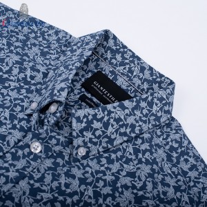 Men’s Print Shirt 100% BCI Cotton Long Sleeve BlueFloral Normal EOE Print Shirt For Men  GTCW107124G1