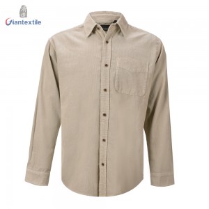 AW Vintage Look Trendy Grey 100% Corduroy Men’s Shirt Garment Dyed Casual Long Sleeve Shirt For Men GTCW107254G1
