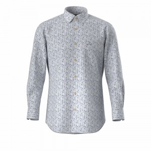 Custom Made Trendy Men’s Shirt 100% Cotton Casual Poplin Shirt White Floral Print Long Sleeve Shirt For Men GTCW107440G1