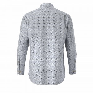 Custom Made Trendy Men’s Shirt 100% Cotton Casual Poplin Shirt White Floral Print Long Sleeve Shirt For Men GTCW107440G1