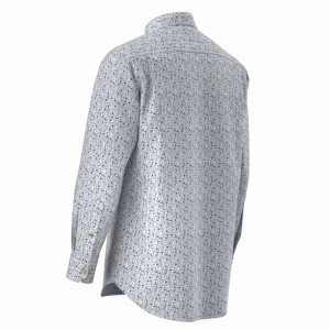 Custom Made Trendy Men’s Shirt 100% Cotton Casual Poplin Shirt White Floral Print Long Sleeve Shirt For Men GTCW107440G1