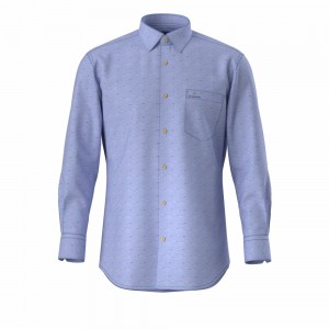 Custom Made Trendy Men’s Shirt Blue Dot 100% Cotton Shirt Digital Print Long Sleeve Shirt For Men GTCW107532G1