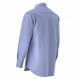 Custom Made Trendy Men’s Shirt Blue Dot 100% Cotton Shirt Digital Print Long Sleeve Shirt For Men GTCW107532G1