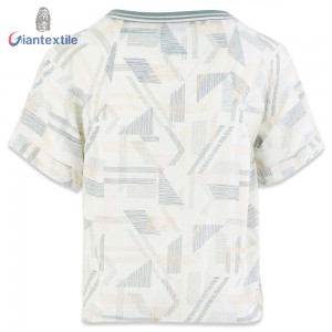 Giantextile Designer Women’s Top Geometric Print 100% Viscose Beautiful Fitted Short Sleeve V-Neck Women Wear GTCW10770G2