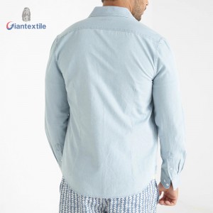 New Business Solid Denim Cotton High Quality Business Leisure Men’s Shirt Long Sleeve Clothes Plus Size Shirt GTCW107729G1