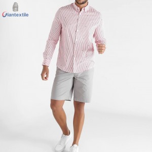 Low MOQ High Quality Men’s Shirt Casual 100% Cotton Red And White Striped Shirt Camisa de camisa GTCW107730G1