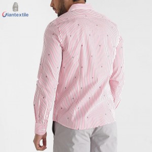 Low MOQ High Quality Men’s Shirt Casual 100% Cotton Red And White Striped Shirt Camisa de camisa GTCW107730G1