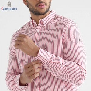 Low MOQ High Quality Men’s Shirt Casual 100% Cotton Red And White Striped Shirt Camisa de camisa GTCW107730G1