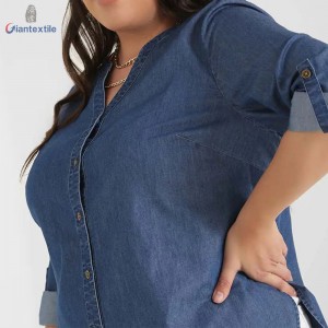 Newly Designed Comfy Long-Sleeve Big Size Blue Shirt Cotton Polyester Women Denim Smart Casual Shirts GTCW107723G1