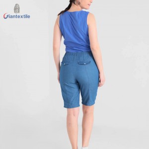 Good Sealed Newly Summer Wear Fashion Solid Blue Cotton Polyester Cool Casual Shorts For Women GTCW107731G39