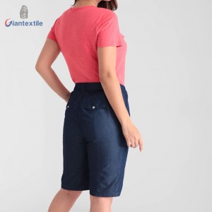 Nice Design Newly Summer Wear Fashion Solid Dark Blue Cotton Polyester Casual Shorts For Women GTCW107731G40