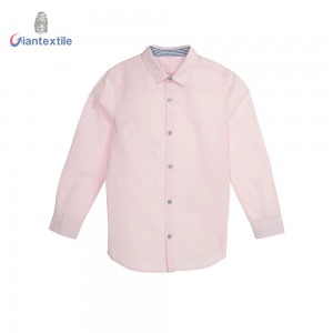 Direct Sale Children Wear Cotton Polyester 5-16Age American Children Gent Shirt Pink Stripe Long Sleeve Shirt GTCW107736G1