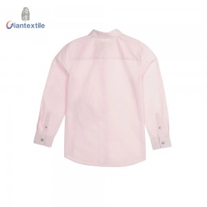 Direct Sale Children Wear Cotton Polyester 5-16Age American Children Gent Shirt Pink Stripe Long Sleeve Shirt GTCW107736G1