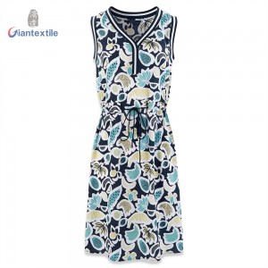 Sample Available Viscose Big Size Sleeveless Casual Novelty Print Long Dress For Women GTCW107753G1