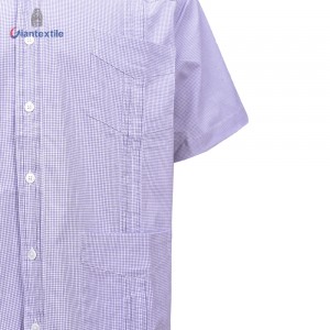 Hawaii Style Design Men’s Shirt Cuban Guayabera Mexican Wedding Shirt Purple Check Short Sleeve Shirt For Men GTCW107827G2