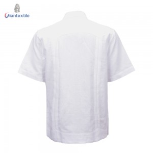 New Arrival Men’s Short Sleeve Cuban Guayabera White Solid Short Sleeve Shirt For Men GTCW107827G3