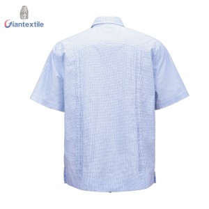 New Desgin Men’s Cuban Shirt Mexican Embroidered Blue Guayabera Shirt Short Sleeve Shirt For Men GTCW107827G4