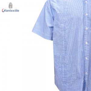 New Desgin Men’s Cuban Shirt Mexican Embroidered Blue Guayabera Shirt Short Sleeve Shirt For Men GTCW107827G4