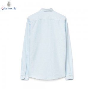 New Arrival Vintage Look 55%Linen 45%Cotton Men’s Shirt Garment Dyed Light Blue Long Sleeve Shirt For Men GTCW107840G1