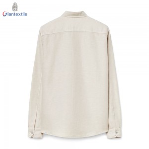 New Arrival Vintage Look 55%Linen 45%Cotton Men’s Shirt Garment Dyed Light Sand Long Sleeve Shirt For Men GTCW107842G1