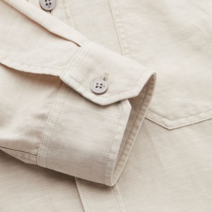 New Arrival Vintage Look 55%Linen 45%Cotton Men’s Shirt Garment Dyed Light Sand Long Sleeve Shirt For Men GTCW107842G1