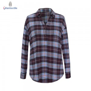 New fashionable custom made new woven trendy cotton plaid shirts for women GTCW107893G1