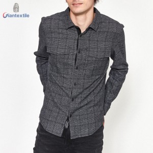 New Design Double Sided Sanding Pure Cotton Casual Check Nature Good Hand Feel Shirt Grey Check Shirt For Men GTCW107908G1