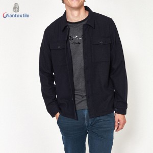 Make to Measure Solid Wool Polyester Men Shirt Custom Two Pockets Casual Long Sleeve Clothes plus size shirt GTCW107911G1