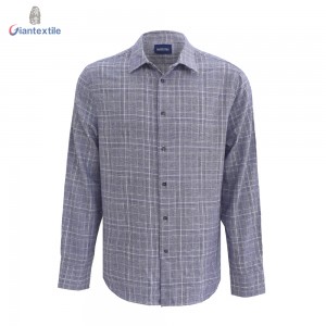 Anti-wrinkle Men’s Shirt 100% Cotton Premium Long Sleeve Check Casual Flannel Shirt For Men GTCW107919G1