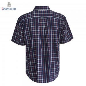 Newly Designed Men’s Cotton Casual Shirt Olive Navy Check Gent Short Sleeve Shirt For Men GTCW107926G1