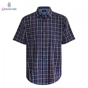 Newly Designed Men’s Cotton Casual Shirt Olive Navy Check Gent Short Sleeve Shirt For Men GTCW107926G1