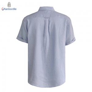 Nice Quality Men’s Mint Shirt Blue Linen Blended Casual Shirt Short Sleeve Shirt For Men’s GTCW107931G1