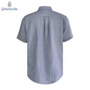 Best Sale Men’s Print Shirt Cotton Linen Short Sleeve Smart Casual Superior Blue Dot Normal Comfy Print Shirt For Men GTCW107937G1