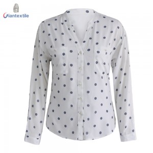 Hot Selling New Fashion Funky Eco-vero Long Sleeve Viscose Comfy DOT Women’s Sexy Shirt GTCW107940G1