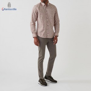 Nice quality Men’s Print Shirt 100% Cotton Long Sleeve Red Floral Digital Print Shirt For Men GTCW107942G1