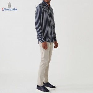 Hot sale Black White Super Wide Stripe Shirt 100% Ecovero Casual Soft Touch Long Sleeve Shirt for Men GTCW107946G1