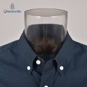 Giantextile Support Custom Men’s Shirt Mini Floral Print Navy 100% Cotton Fitted Long Sleeve Casual Shirt For Men GTCW107955G1