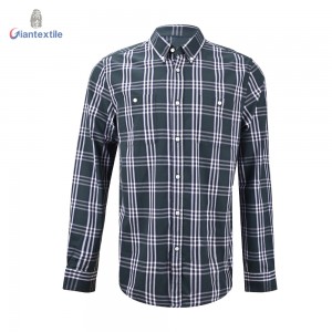 Modern Design OEM Supplier Men’s Shirt 100% Cotton Green Check Casual Shirt for Men GTCW107956G1