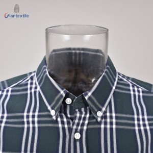 Modern Design OEM Supplier Men’s Shirt 100% Cotton Green Check Casual Shirt for Men GTCW107956G1