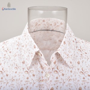 Men’s Shirt Small Floral White Print 100% Cotton Fashion Long Sleeve Casual Shirt For Men GTCW107958G1