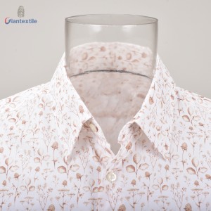 Men’s Shirt Small Floral White Print 100% Cotton Fashion Long Sleeve Casual Shirt For Men GTCW107958G1