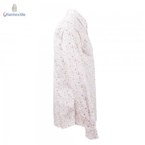 Men’s Shirt Small Floral White Print 100% Cotton Fashion Long Sleeve Casual Shirt For Men GTCW107958G1