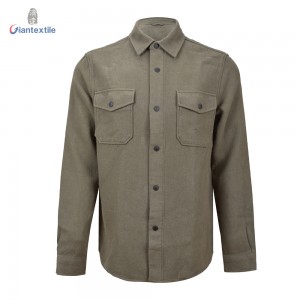 Best Selling Cotton Double sided Men Shirt Warm Three Colors Solid Long Sleeve Smart Casual Shirt For Men GTCW107961G1