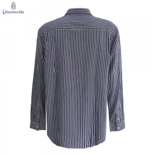 Men’s Linen Rayon Long Sleeve Shirt Striped Gent Casual Oversized Camisa de hombre GTCW107972G1